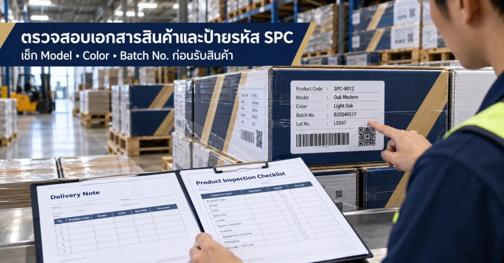 ตัวอย่างชุดเอกสารอนุมัติพื้น SPC พร้อมรหัสรุ่น